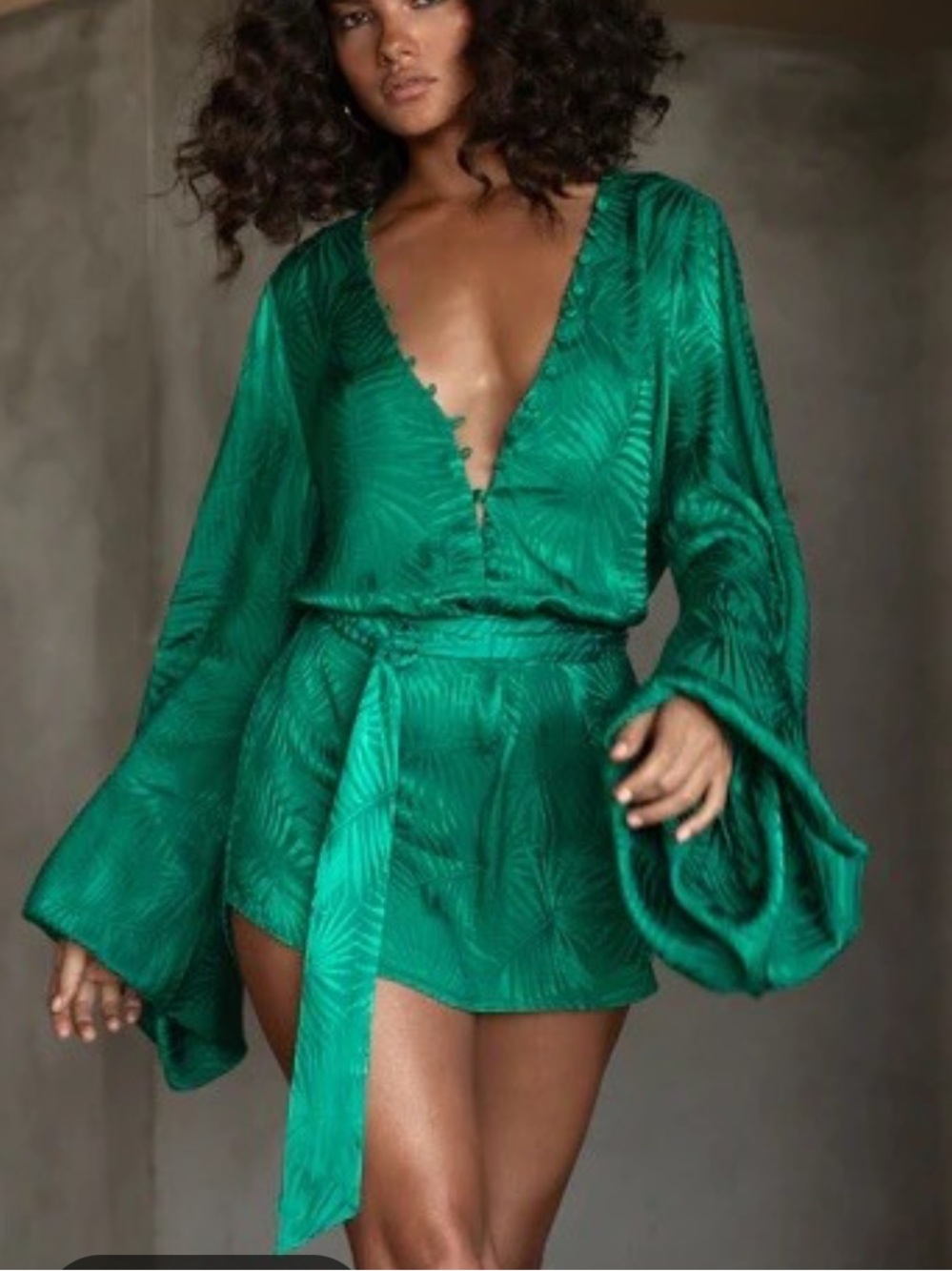Rat & Boa Emerald Green Harlequin Mini Dress